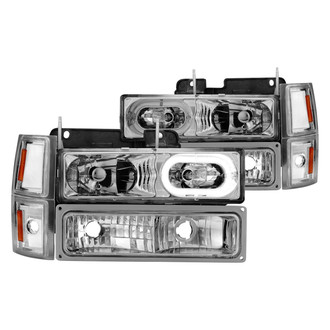 Anzo® - Driver and Passenger Side Chrome Halo Euro Headlights with Turn Signal/Parking and Corner Lights