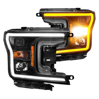 Anzo® - Plank Style Driver and Passenger Side Black Switchback LED U-Bar™ Projector Headlights