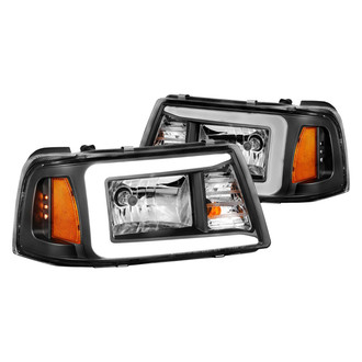 Anzo® - Plank Style Driver and Passenger Side Black LED U-Bar™ Headlights