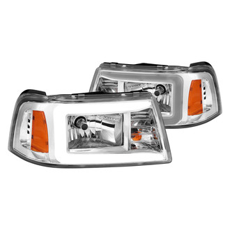 Anzo® - Plank Style Driver and Passenger Side Chrome LED U-Bar™ Headlights