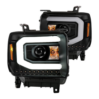 Anzo® - Driver and Passenger Side Black U-Bar™ Projector Headlights with LED Turn Signal