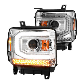 Anzo® - Driver and Passenger Side Chrome U-Bar™ Projector Headlights with LED Turn Signal