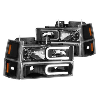 Anzo® - Driver and Passenger Side Black LED U-Bar™ Headlights