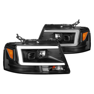 Anzo® - Driver and Passenger Side Black LED U-Bar™ Projector Headlights