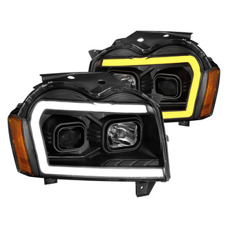 Anzo® - Plank Style Driver and Passenger Side Black Switchback LED U-Bar™ Projector Headlights