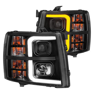 Anzo® - Plank Style Driver and Passenger Side Black Switchback LED U-Bar™ Projector Headlights