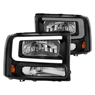 Anzo® - Plank Style Driver and Passenger Side Black LED U-Bar™ Headlights