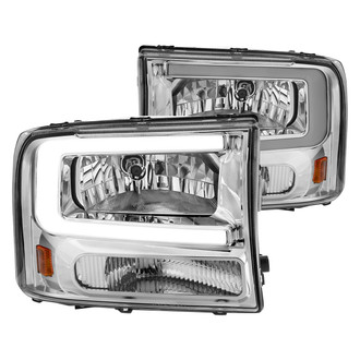 Anzo® - Plank Style Driver and Passenger Side Chrome LED U-Bar™ Headlights
