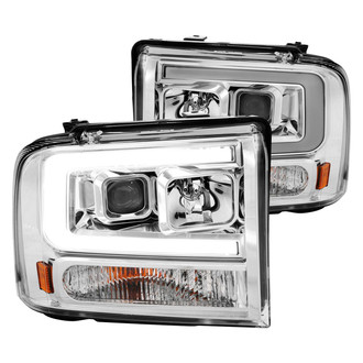 Anzo® - Plank Style Driver and Passenger Side Chrome LED U-Bar™ Projector Headlights
