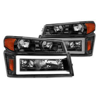 Anzo® - Plank Style Driver and Passenger Side Black LED U-Bar™ Headlights