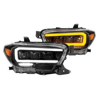 Anzo® - Driver and Passenger Side Black Sequential U-Bar™ Projector LED Headlights