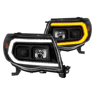 Anzo® - Plank Style Driver and Passenger Side Black Switchback LED U-Bar™ Projector Headlights