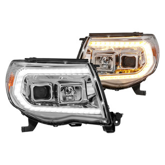 Anzo® - Plank Style Driver and Passenger Side Chrome Switchback LED U-Bar™ Projector Headlights