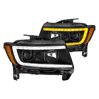 Anzo® - Plank Style Driver and Passenger Side Black Switchback LED U-Bar™ Projector Headlights