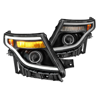 Anzo® - Plank Style Driver and Passenger Side Black LED DRL Bar Projector Headlights