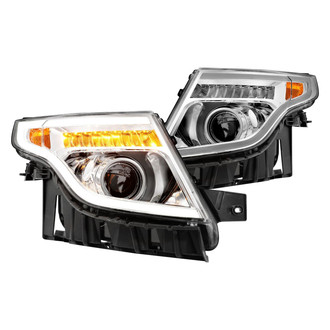 Anzo® - Plank Style Driver and Passenger Side Chrome LED DRL Bar Projector Headlights