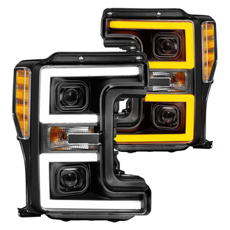 Anzo® - Plank Style Driver and Passenger Side Black Switchback U-Bar™ Projector LED Headlights