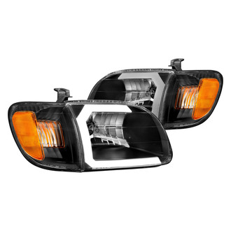 Anzo® - Plank Style Driver and Passenger Side Black LED U-Bar™ Headlights with Turn Signal/Corner Lights