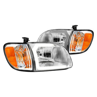 Anzo® - Plank Style Driver and Passenger Side Chrome LED U-Bar™ Headlights with Turn Signal/Corner Lights