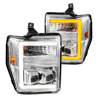 Anzo® - Plank Style Driver and Passenger Side Chrome Switchback LED U-Bar™ Projector Headlights