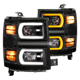 Anzo® - Plank Style Driver and Passenger Side Black Sequential LED DRL Bar Projector Headlights