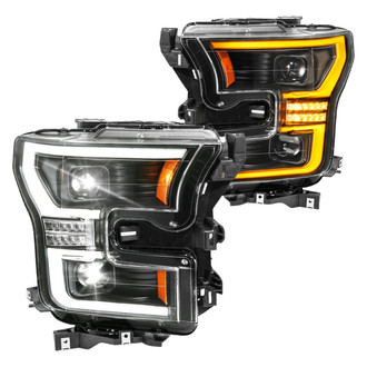 Anzo® - Driver and Passenger Side Black DRL Bar Projector LED Headlights