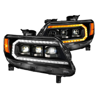 Anzo® - Driver and Passenger Side Black Projector LED Headlights with White DRL