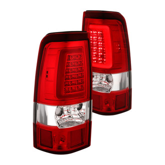Anzo® - Driver and Passenger Side Chrome/Red Plank Style Fiber Optic LED Tail Lights
