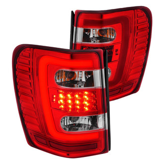 Anzo® - Driver and Passenger Side Chrome/Red Fiber Optic LED Tail Lights