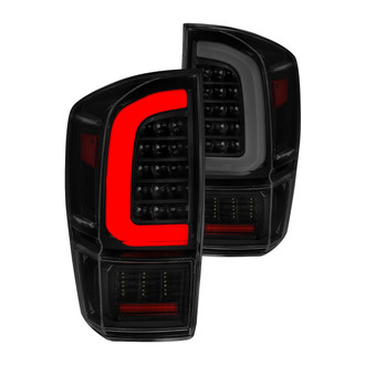Anzo® - Driver and Passenger Side Black/Smoke Sequential Fiber Optic LED Tail Lights
