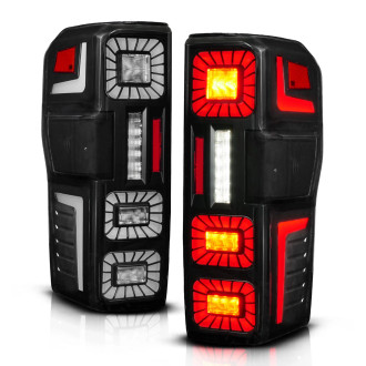 Anzo® - Driver and Passenger Side Black/Smoke Sequential Fiber Optic LED Tail Lights