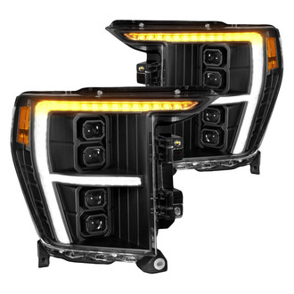 Anzo® - Z-Series Driver and Passenger Side Black Sequential DRL Bar Projector LED Headlight Set