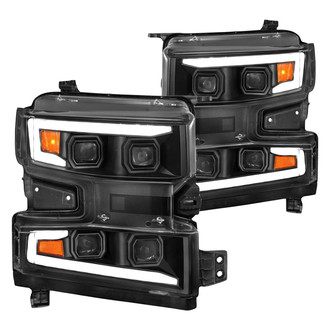 Anzo® - Driver and Passenger Side Black Sequential DRL Bar Projector LED Headlight Set