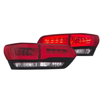Anzo® - Driver and Passenger Side Black/Chrome Red Fiber Optic LED Tail Lights