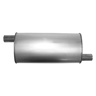 AP Exhaust® - Enforcer Series Aluminized Steel Passenger Side Oval Glass Pack Exhaust Muffler with Inlet and Outlet Neck