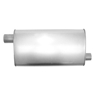 AP Exhaust® - MSL Maximum Driver Side Aluminized Steel Oval Direct Fit Exhaust Muffler with Inlet / Outlet Neck