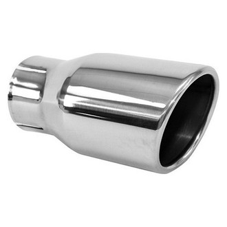 AP Exhaust® - Stainless Steel Passenger Side Outer Round Angle Cut Weld-On Natural Exhaust Tip