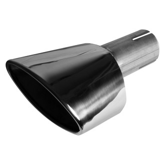 AP Exhaust® - Stainless Steel Passenger Side Oval Angle Cut Clamp-On Polished Exhaust Tip