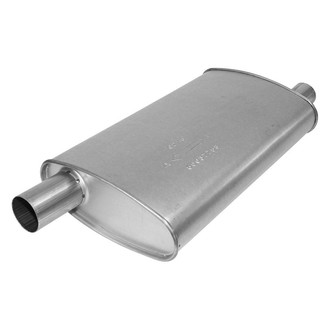 AP Exhaust® - Enforcer Series Aluminized Steel Oval Glass Pack Exhaust Muffler with Inlet and Outlet Neck