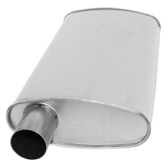 AP Exhaust® - MSL Maximum Driver Side Aluminized Steel Oval Direct Fit Exhaust Muffler with Inlet / Outlet Neck