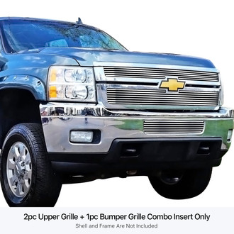 APG® - 3-Pc Chrome Polished 8x6 mm Horizontal Billet Main and Bumper Grille Kit