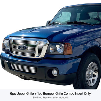 APG® - 7-Pc Chrome Polished 8x6 mm Horizontal Billet Main and Bumper Grille Kit