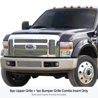 APG® - 7-Pc Chrome Polished 8x6 mm Horizontal Billet Main and Bumper Grille Kit