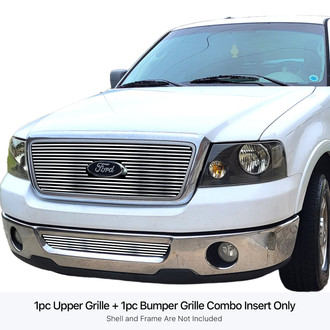 APG® - 2-Pc Chrome Polished 8x6 mm Horizontal Billet Main and Bumper Grille Kit