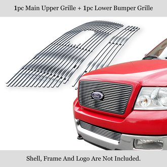APG® - 2-Pc Chrome Polished 8x6 mm Horizontal Billet Main and Bumper Grille Kit