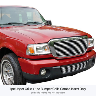 APG® - 2-Pc Chrome Polished 8x6 mm Horizontal Billet Main and Bumper Grille Kit