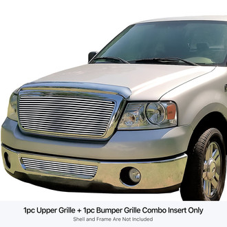 APG® - 2-Pc Chrome Polished 8x6 mm Horizontal Billet Main and Bumper Grille Kit