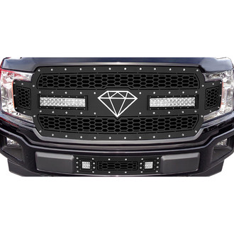 APG® - Honeycomb Style Black Laser Cut Mesh Grille Set with LED Lights