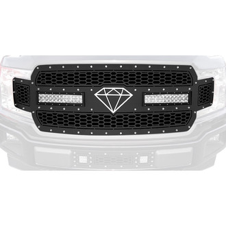 APG® - 1-Pc Honeycomb Style Black Laser Cut Mesh Main Grille with LED Lights