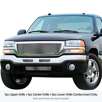 APG® - 3-Pc Chrome Polished 8x6 mm Horizontal Billet Main and Bumper Grille Kit